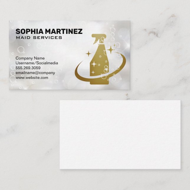 Maid Service | Mop and Broom | Spray Bottle Business Card (Front/Back)