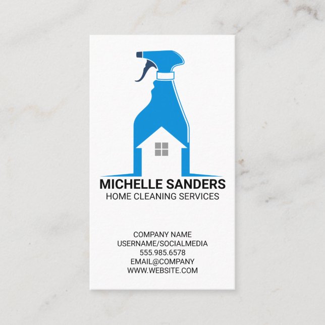 Maid Supplies | Spray Bottle Home Cleaning Business Card (Front)