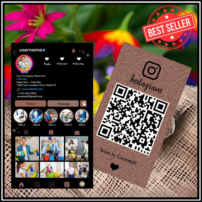 Maid | Terracotta QR Code Business Card (Creator Uploaded)