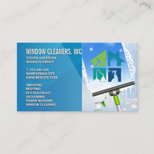 Maid Working Window Cleaner Squeegee Business Card