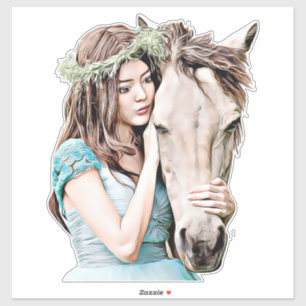 Maiden Girl and Horse fantasy fairytale art