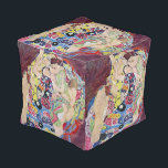 Maiden (Virgin), Gustav Klimt, Vintage Art Nouveau Pouf<br><div class="desc">The Maiden (aka The Virgin) (1913) by Gustav Klimt is a vintage Victorian Era Art Nouveau fine art symbolism portrait painting. Several women yawning, stretching and sleeping in a bed covered with colourful mosaic pattern blankets. About the artist: Gustav Klimt (1862-1918) was an Austrian Symbolist painter and one of the...</div>