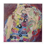 Maiden (Virgin), Gustav Klimt, Vintage Art Nouveau Tile<br><div class="desc">The Maiden (aka The Virgin) (1913) by Gustav Klimt is a vintage Victorian Era Art Nouveau fine art symbolism portrait painting. Several women yawning, stretching and sleeping in a bed covered with colourful mosaic pattern blankets. About the artist: Gustav Klimt (1862-1918) was an Austrian Symbolist painter and one of the...</div>