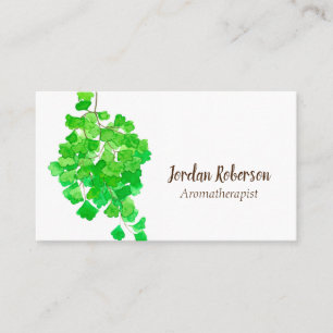 Maidenhair Fern Plant Watercolor Green Business Card