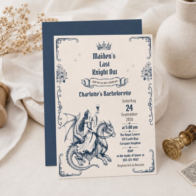 Maiden's Last Knight Out Mediaeval Bachelorette Invitation (Creator Uploaded)
