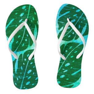Maikai Hawaiian Monstera Leaf Tie-Dye Blend Jandals