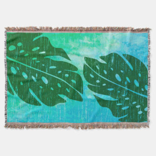 Maikai Hawaiian Monstera Leaf Tie-Dye Blend Throw Blanket