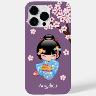 Maiko Kokeshi Doll - Blue Kimono Geisha Girl Case-Mate iPhone 14 Pro Max Case