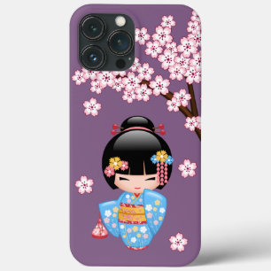 Maiko Kokeshi Doll - Blue Kimono Geisha Girl iPhone 13 Pro Max Case