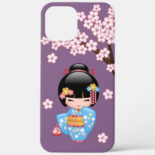 Maiko Kokeshi Doll - Blue Kimono Geisha Girl iPhone 12 Pro Max Case