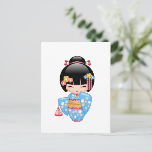 Maiko Kokeshi Doll - Cute Geisha Girl Postcard