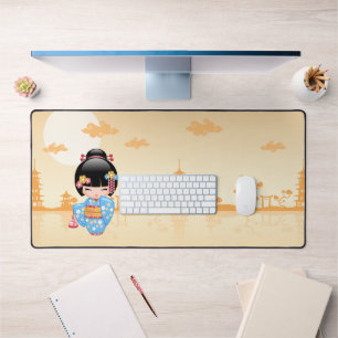 Maiko Kokeshi Doll - Cute Japanese Geisha Girl Desk Mat
