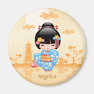 Maiko Kokeshi Doll - Cute Japanese Geisha Girl Magnet