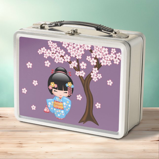 Maiko Kokeshi Doll - Cute Japanese Geisha Girl Metal Lunch Box (Creator Uploaded)