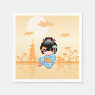 Maiko Kokeshi Doll - Cute Japanese Geisha Girl Napkin