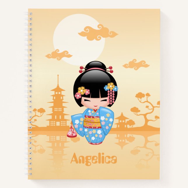 Maiko Kokeshi Doll - Cute Japanese Geisha Girl Notebook (Front)