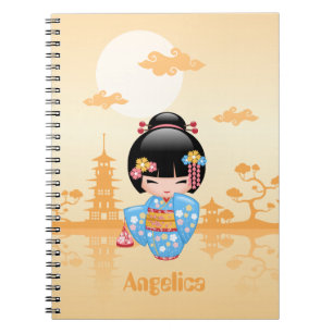 Maiko Kokeshi Doll - Cute Japanese Geisha Girl Spiral Notebook