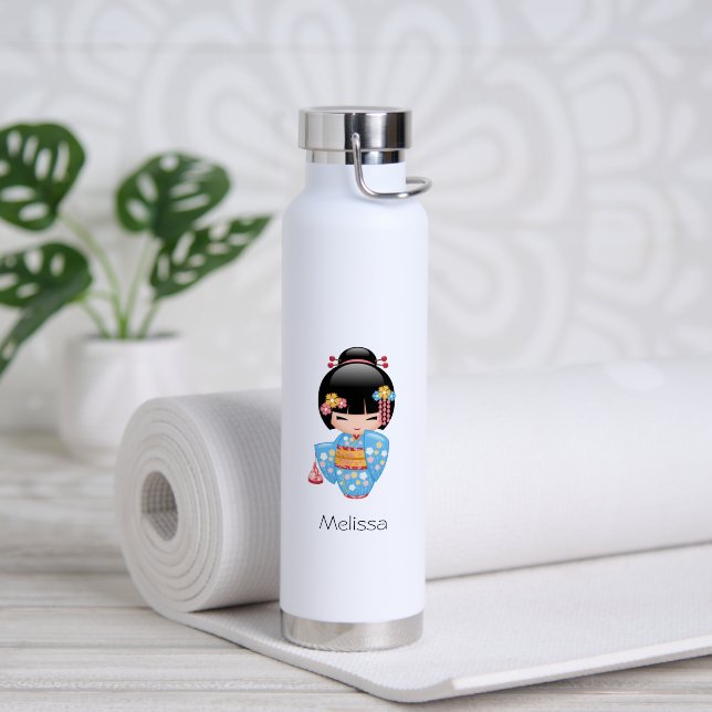 Maiko Kokeshi Doll - Cute Japanese Geisha Girl Water Bottle (Yoga (Rotated))