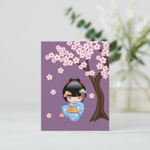Maiko Kokeshi Doll - Geisha You are Welcome Postcard