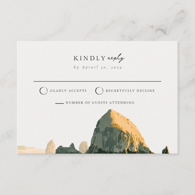 Mail Back Sea Stacks Oregon Coast Beach RSVP Card (Front)