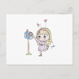 mail box girl postcard