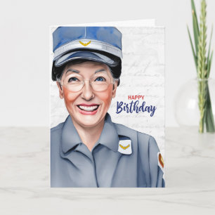Mail Carrier Caucasian Female Postal Birthday Card