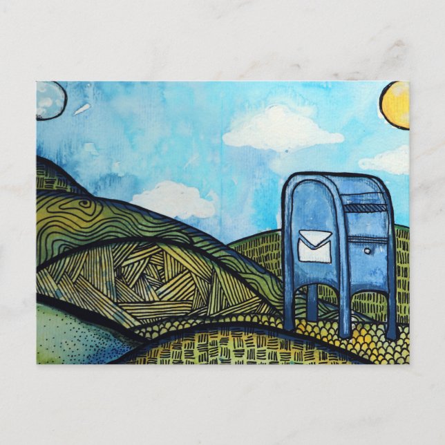 Mail Carrier Drop Box Postal Service Art           Holiday Postcard (Front)