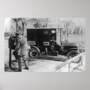 Mail Carrier with "United Mail" Automobile Poster