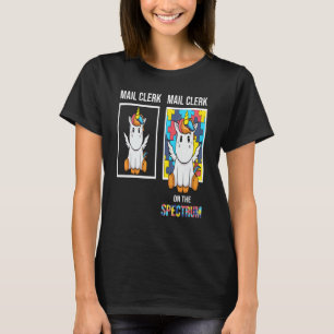 Mail Clerk People With Autism Puzzle Unicorn Neuro T-Shirt