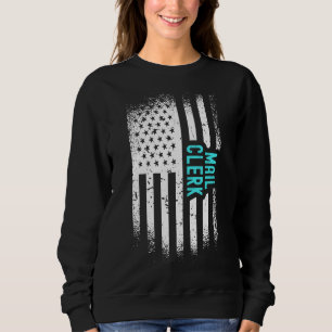 Mail Clerk With American Flag Sweatshirt