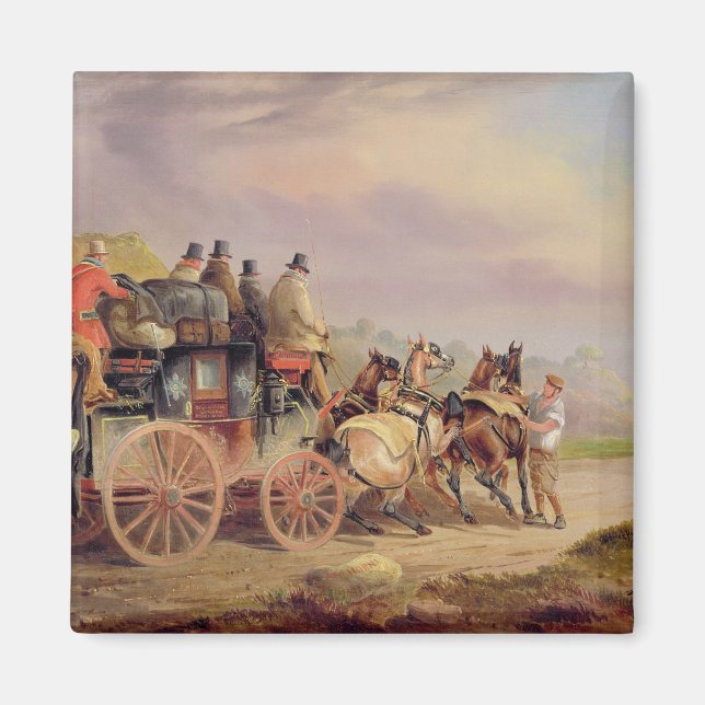 Mail Coaches on the Road: The 'Quicksilver' Devonp Magnet (Front)