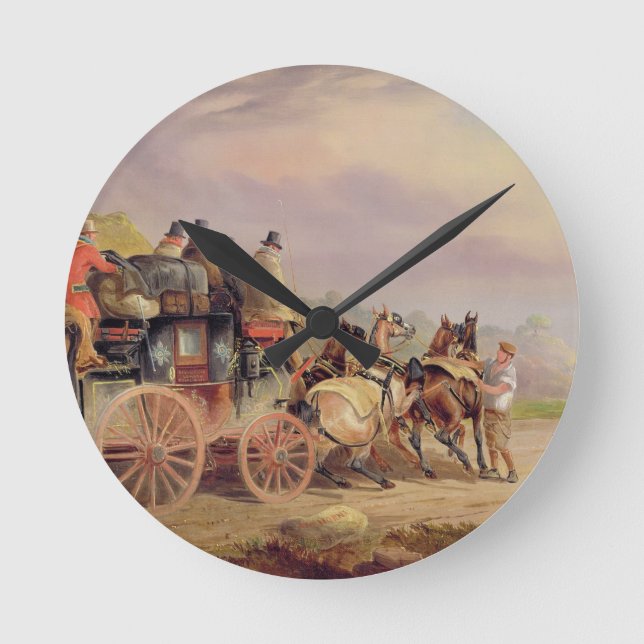 Mail Coaches on the Road: The 'Quicksilver' Devonp Round Clock (Front)