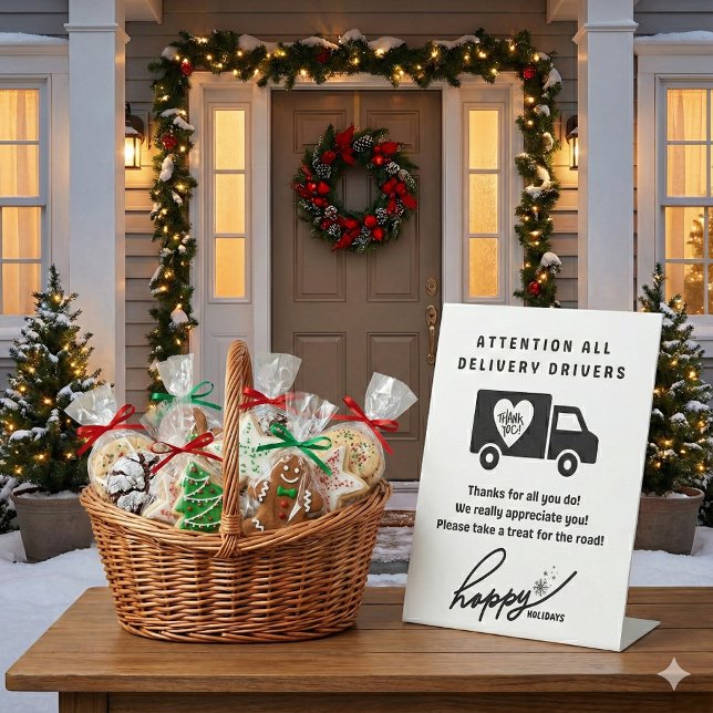 Mail Delivery Christmas Treat Pedestal Sign (Thank your delivery drivers this holiday with this thank you sign! )