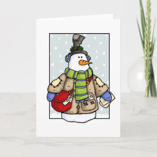 mail delivery snowman holiday card (Front)