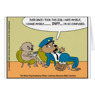 Mail Dog In Therapy Funny Offbeat Cartoon Gifts