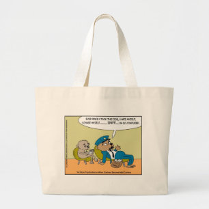 Mail Dog In Therapy Funny Offbeat Cartoon Gifts Large Tote Bag