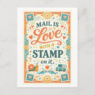 "Mail Is Love with a Stamp on It" Postcard