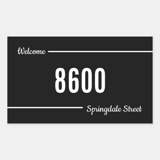Mailbox Decal Black & White Welcome Street Address Rectangular Sticker (Front)