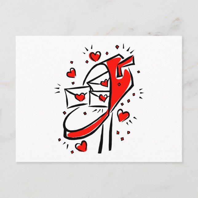 mailbox letters hearts outlines love postcard (Front)