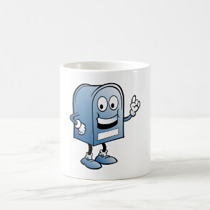 Mailbox Mascot Happy Blue Postal Character Coffee Mug