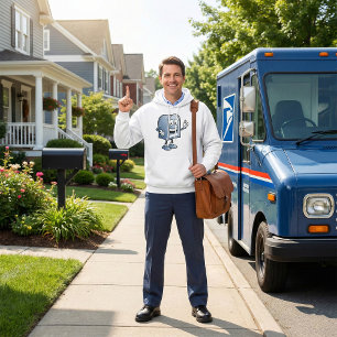 Mailbox Mascot Happy Blue Postal Character  Hoodie