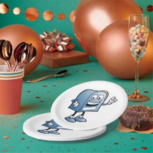 Mailbox Mascot Happy Blue Postal Character Paper Plate
