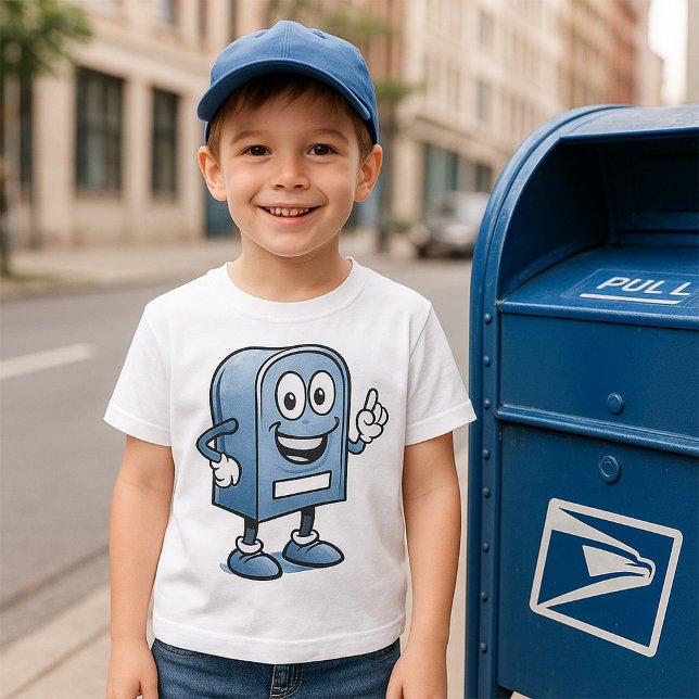 Mailbox Mascot Happy Blue Postal Character  T-Shirt (Creator Uploaded)