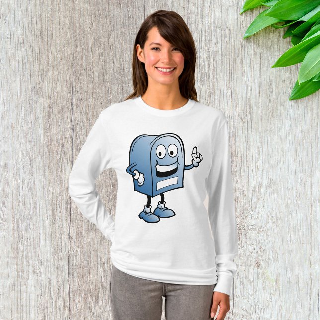 Mailbox Mascot Happy Blue Postal Character  T-Shirt (Creator Uploaded)