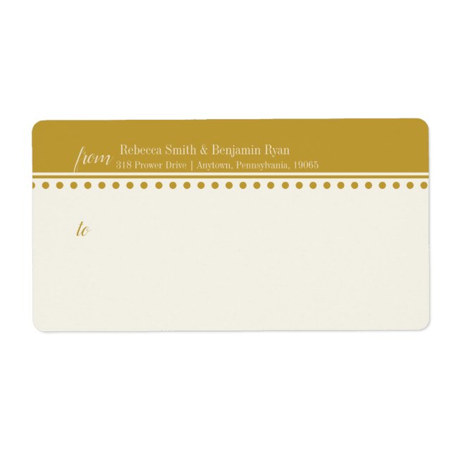 Mailing Label for Wedding Invitations, Gold (Front)