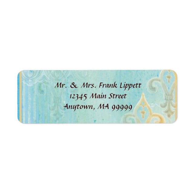 Mailing Labels - Fleur di Lys Damask 2 Blue (Front)