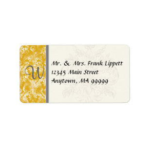 Mailing Labels - Fleur di Lys Damask - Mustard