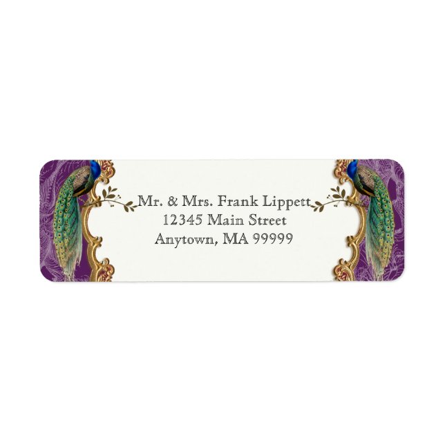 Mailing Labels - Golden Peacock & Calligraphy (Front)
