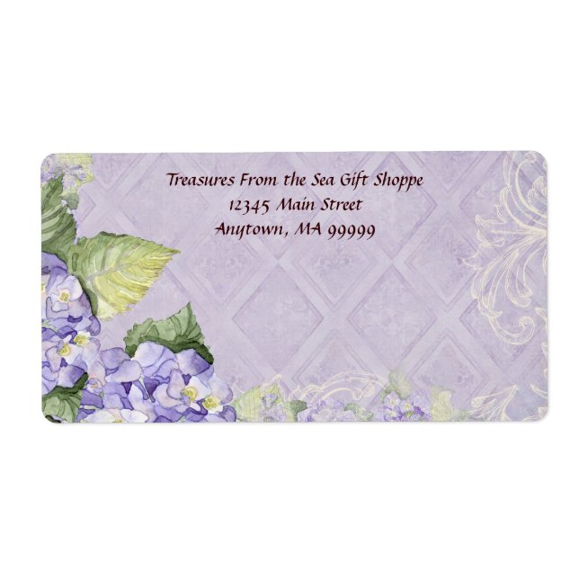 Mailing Labels - Purple Hydrangea Swirl Shipping (Front)