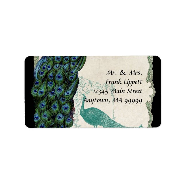 Mailing Labels - Vintage Peacock & Feathers 5 (Front)